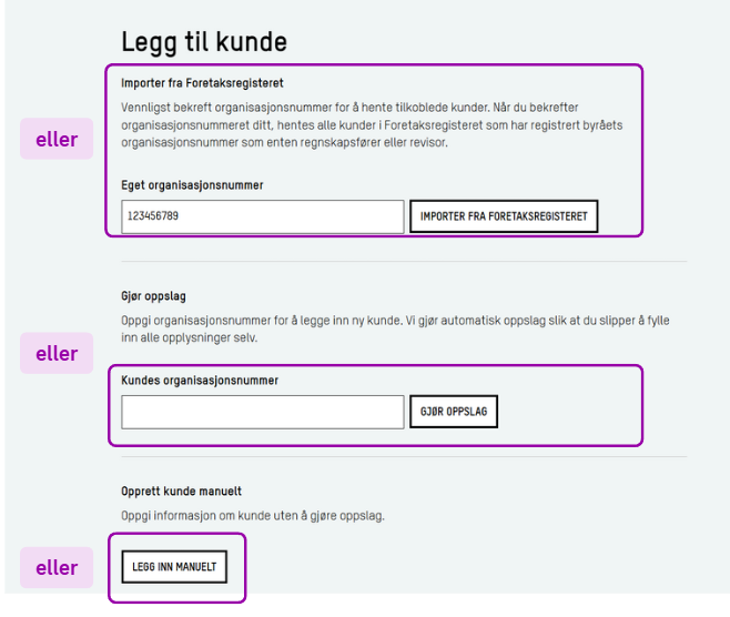 Skjermbilde: Legg til kunde