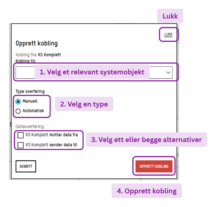 Skjermbilde: Opprett kobling mellom systemboksene