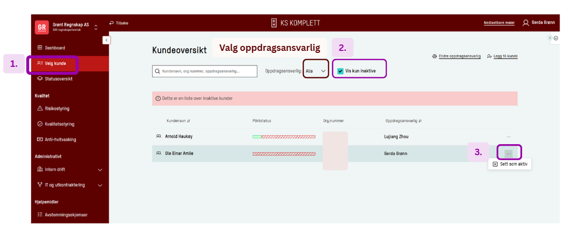 Skjermbilde: Sett som aktiv