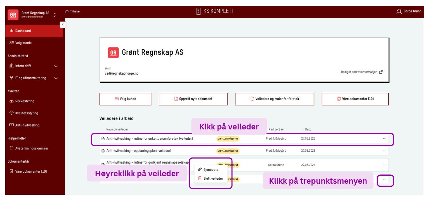 Skjermbilde: Oversikt over «Veiledere i arbeid»-seksjonen